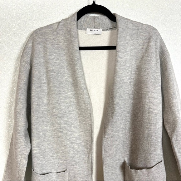 Babaton Lance Cardigan Light Grey Open Front Longline Wool Blend Size Small - Picture 3 of 15